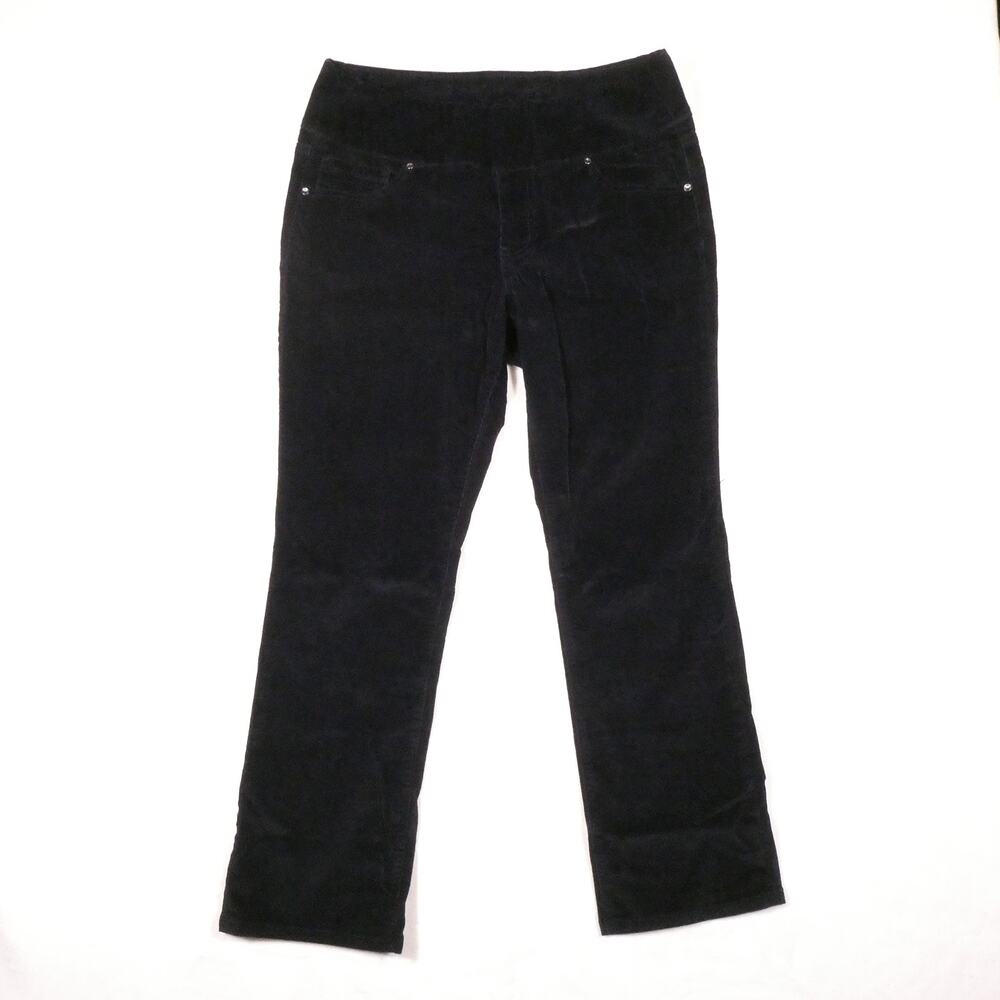 JAG Jeans Black Corduroy Pull On Pants Size 14P High Rise Straight Leg